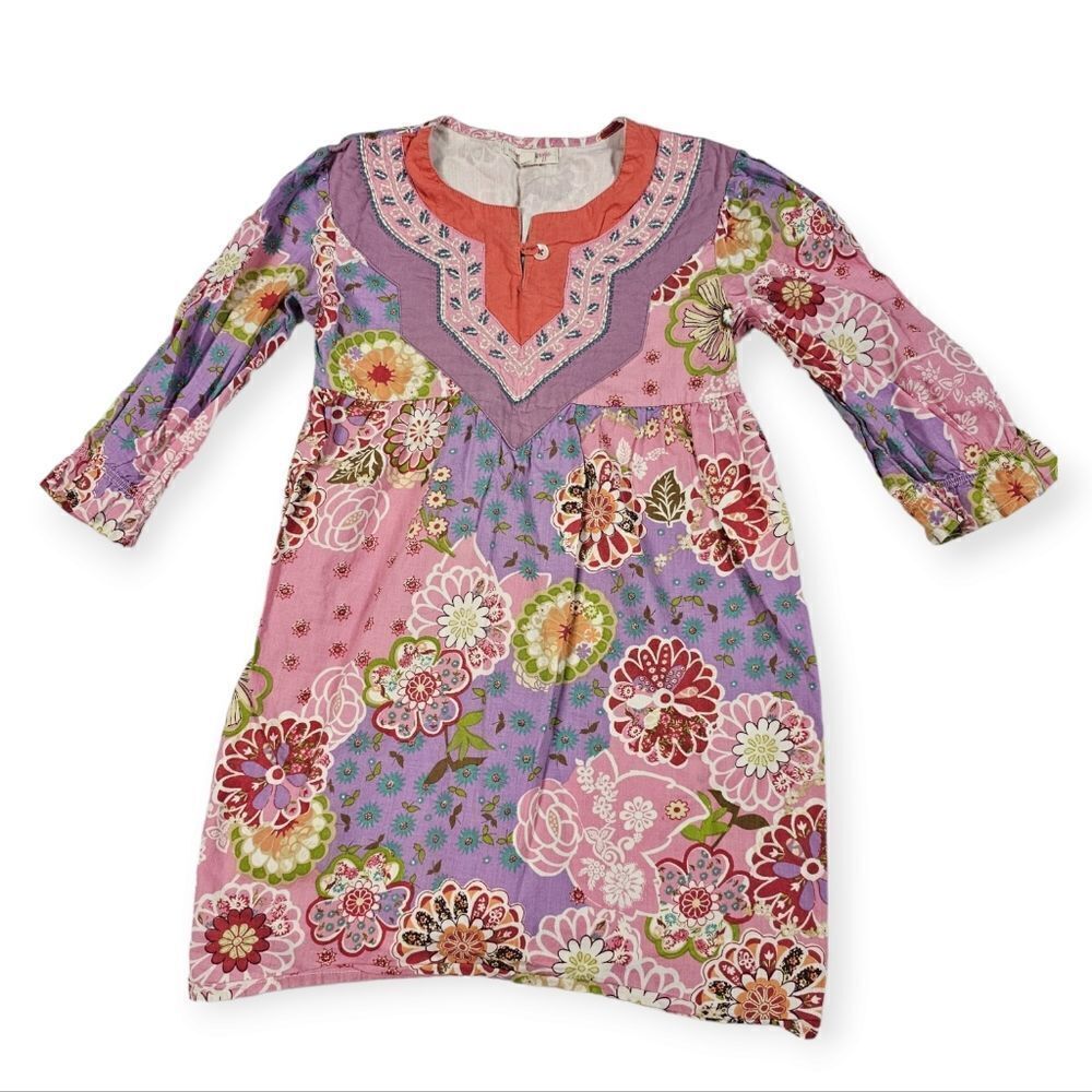Mimi & Maggie Colorful Floral Embroidered Dress Girl's Size 5